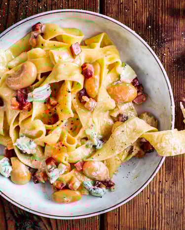 Pappardelle mit Gorgonzola und Pancetta