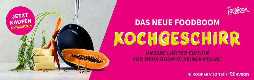 Werbeanzeige für Pfannen von FOODBOOM