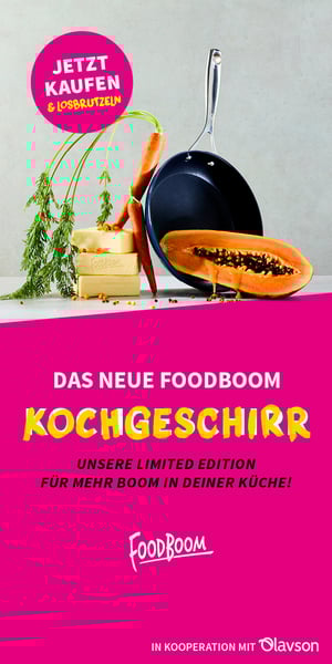 Werbeanzeige für Pfannen von FOODBOOM