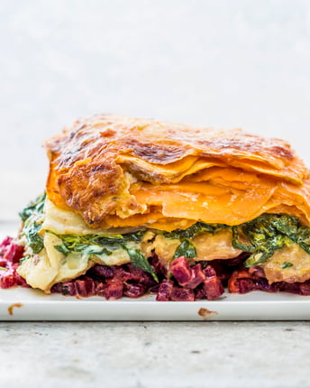Bunte Lasagne mit Süßkartoffeln und Rote Bete