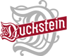 Der Schriftzug Duckstein in weißer Schrift auf rotem Untergrund