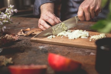 Knoblauch Und Zwiebel Hacken