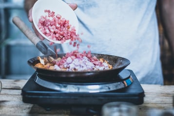 Pfifferling-Rahmsauce Schinken Anbraten