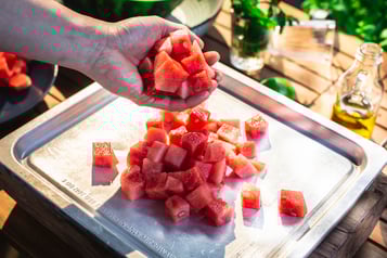 Wassermelone würfeln