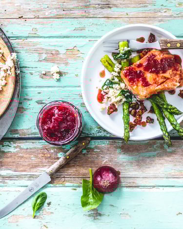Cherry Chipotleg Glazed Lachs