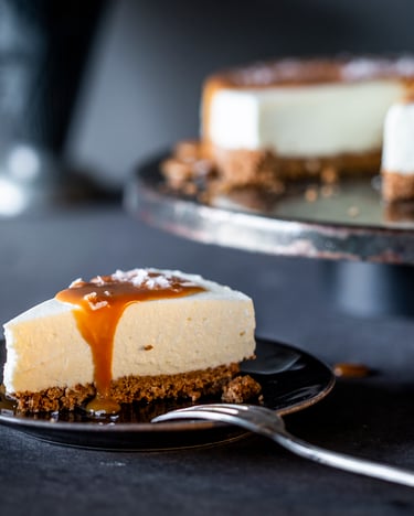 No Bake Cheesecake mit Salz-Karamell