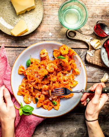 Farfalle mit Garnelen