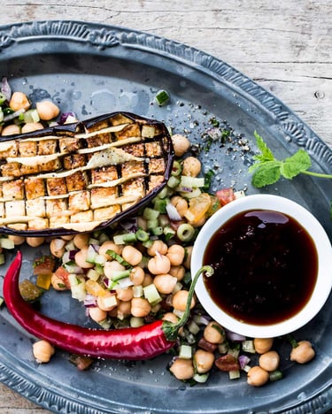 Gebackene Aubergine mit Asia-Marinade