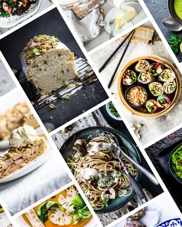 Grafik mit verschiedenen veganen Rezepten