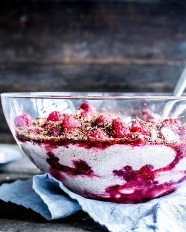Schichtdessert mit Himbeeren