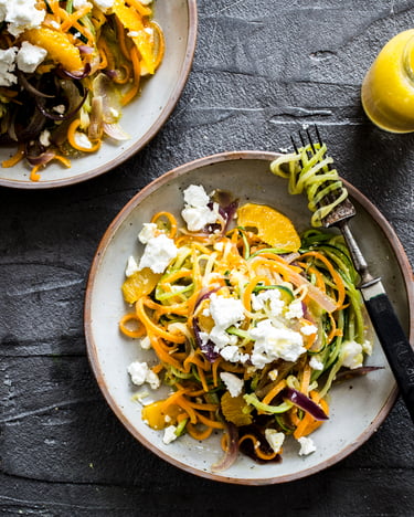 Zucchininudeln Mit Orangen Senf Dressing
