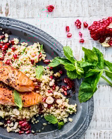 Granatapfel Bulgur Salat Mit Lachsfilet
