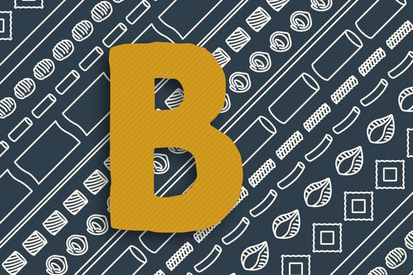Buchstabe B auf dunklem Untergrund n gelb